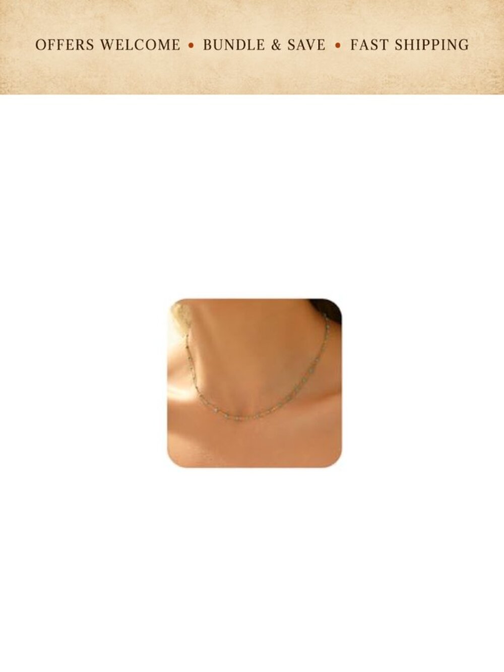 18K Gold Plated Choker Necklace for Women Beaded Lobster Clasp